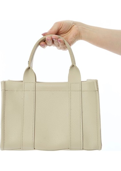 Baghashtag Krem Deri Mini Tote Çanta modelleri