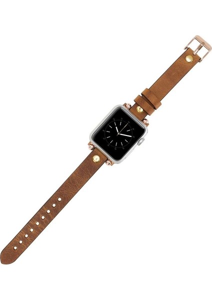 Apple Watch Uyumlu Deri Kordon 38-40-41MM Gt G19 Taba