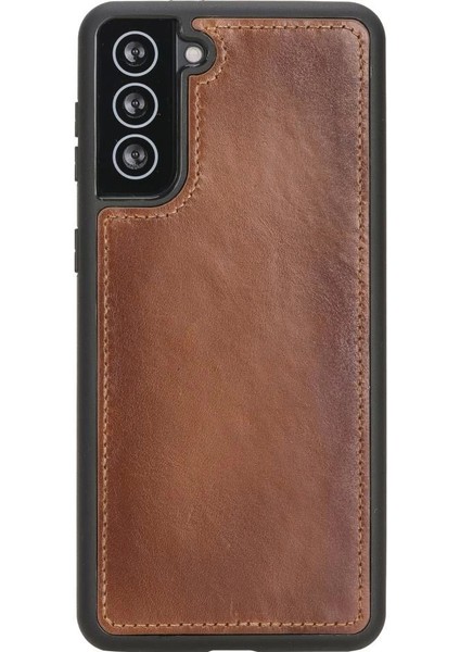 Samsung Galaxy S21 Plus Uyumlu Deri Cüzdanlı Kılıf RST2EF Taba