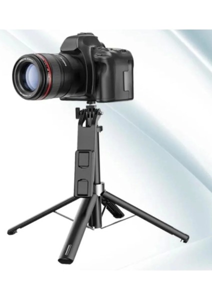 Fotoğraf Makinası ve Telefon Takılabilen 2si 1 Arada 2.2m Uzayan Selfie Çubuğu Kumandalı Tripod