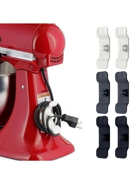 6'lı Pratik Kablo Toparlayıcı Yapışkanlı Klips Mutfak Air Fryer Kettle Kahve Tost Makinası
