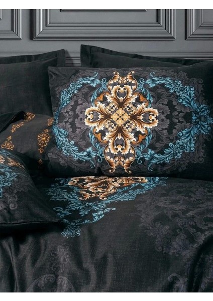 Cotton Box Palace Saten Çift Kişilik Nevresim Takımı Dorhan Siyah