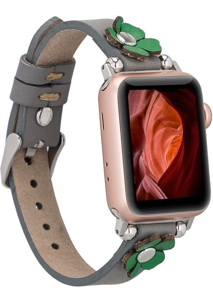 Apple Watch Uyumlu Deri Kordon Clover 38-40-41MM St Rst9