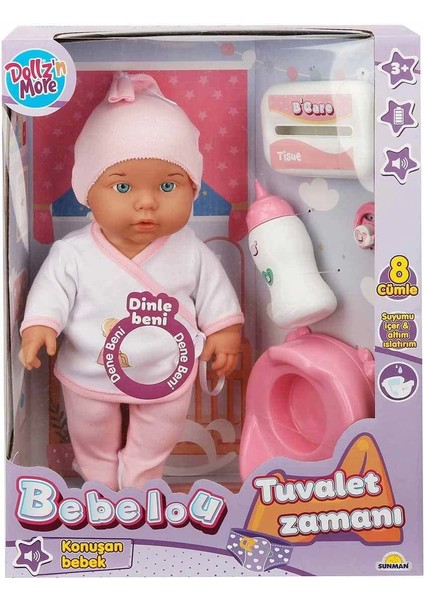 30011 Bebelou Tuvalet Zamanı Sesli Bebek Seti 35 cm -Sunman