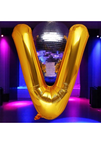 Vıp Yüksek Kalite 1 Metre Gold V Harfi Folyo Balon Gold V Harf Balon Helyum Gazına Uçan Balona Uygun