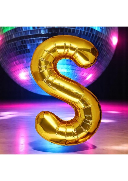 Vıp Yüksek Kalite 1 Metre Gold S Harfi Folyo Balon Gold S Harf Balon Helyum Gazına Uçan Balona Uygun