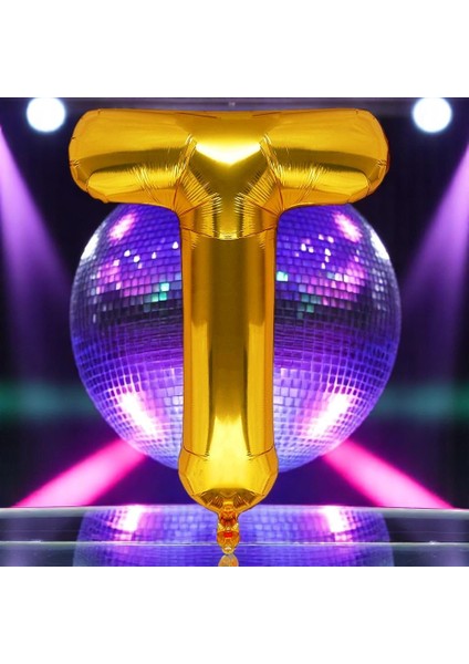 Vıp Yüksek Kalite 1 Metre Gold T Harfi Folyo Balon Gold T Harf Balon Helyum Gazına Uçan Balona Uygun