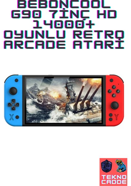 G90 7inç IPS Ekran 14000+ Retro Arcade Oyun Konsolu Atari