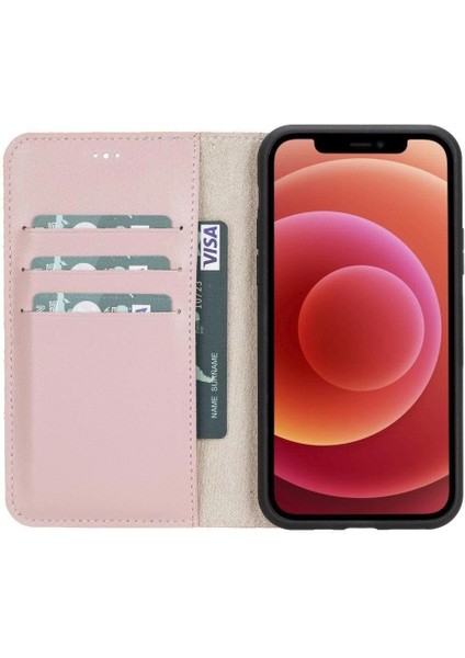 Apple iPhone 11 Pro Uyumlu Deri Cüzdanlı Kılıf Pembe