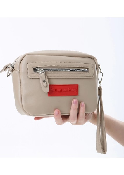 Baghashtag Koyu Krem Minik Unisex 3 Gözlü Deri Çanta fırsatları