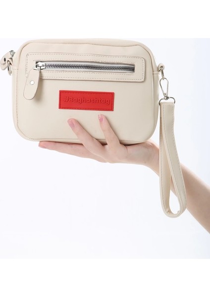 Baghashtag Krem Minik Unisex 3 Gözlü Deri Çanta
