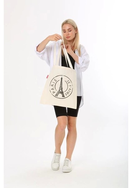 Baghashtag Paris Baskılı Bez Çanta