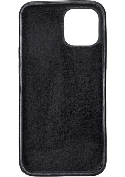 Apple iPhone 12 Pro Max Uyumlu Deri Arka Kapak Rock Rst1 Siyah