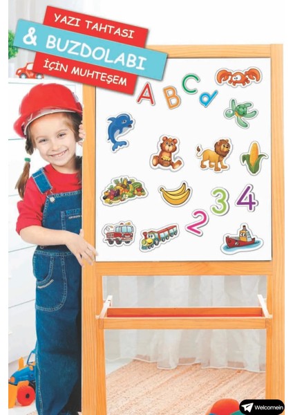 Oyuncak Manyetik Mıknatıslı 30 Parça Hayvanlar ve 26 Parça Sebze Meyveler Eğitici Set Magnet