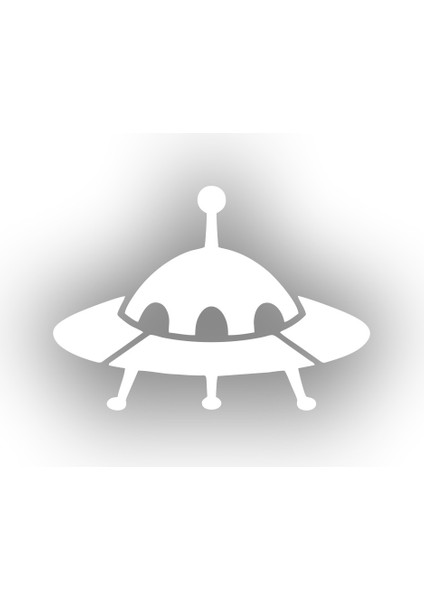 Ufo Araba Sticker 17X17 cm Beyaz