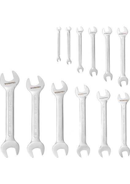 Workpro WP202507 6-32MM 12 Parça Cr-V Profesyonel Açık Ağız Anahtar Takımı + Bez Taşıma Kılıfı