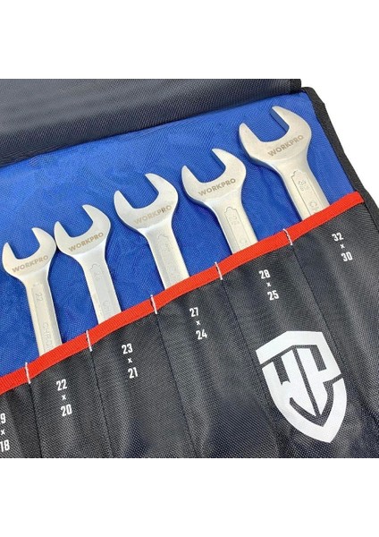 Workpro WP202507 6-32MM 12 Parça Cr-V Profesyonel Açık Ağız Anahtar Takımı + Bez Taşıma Kılıfı