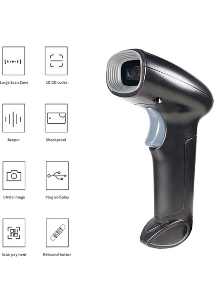 Barkod Tarayıcı USB Bağlantısı Kablolu 1d 2d Barkod Tarama Okuyucu Standlı Market Depo Kütüphane Için (Yurt Dışından)