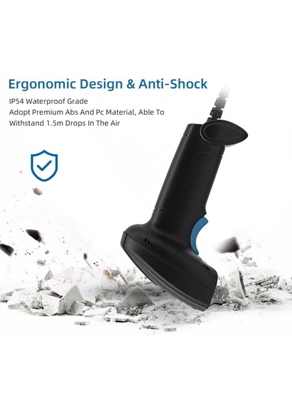 1d Barkod Tarayıcı El Tipi USB Kablolu Barkod Okuyucu Manuel Tetikleme/otomatik Sürekli Tarama Desteği Kağıt Kodu Windows Android Mac ile Uyumlu Süpermarket Perakende Mağaza Kütüphane (Yurt Dışından)