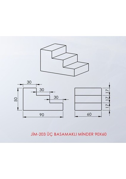 Üç Basamaklı Minder 90X60 cm