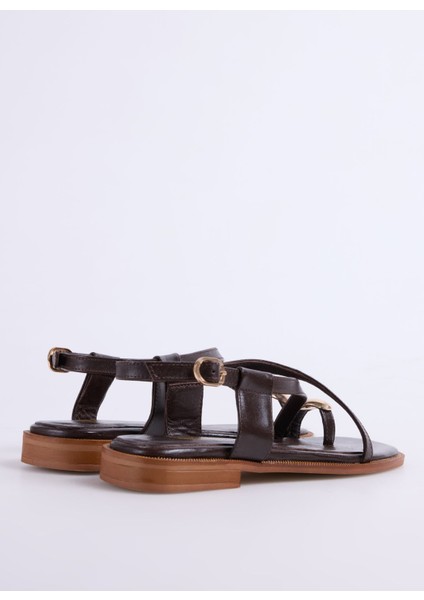 Deri Kahve Kadın Sandalet D-Lorna modelleri