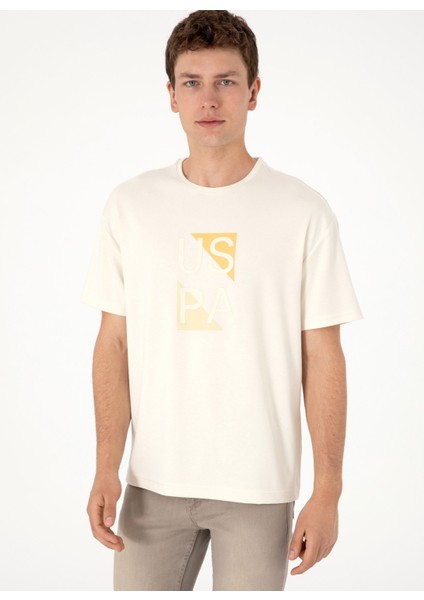 Bisiklet Yaka Krem Erkek T-Shirt Galıa