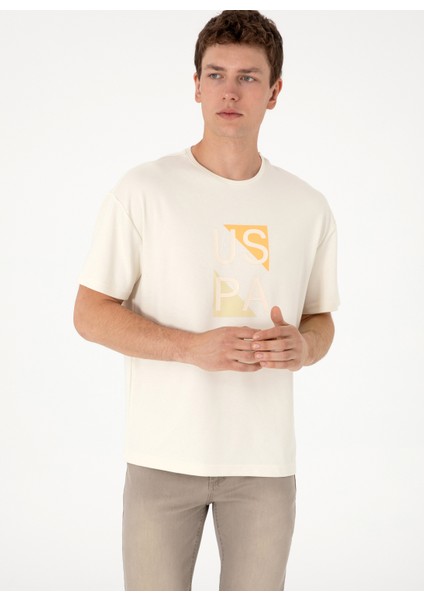 Bisiklet Yaka Krem Erkek T-Shirt Galıa