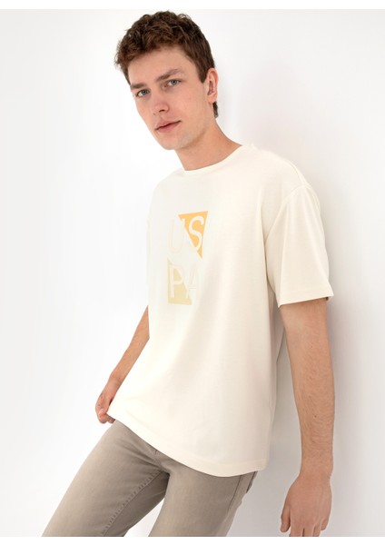 Bisiklet Yaka Krem Erkek T-Shirt Galıa