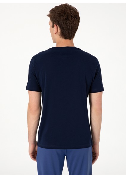 Bisiklet Yaka Lacivert Erkek T-Shirt S-Unka