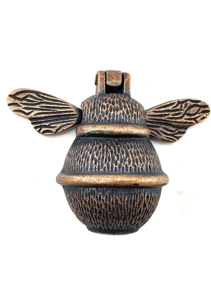Antika Tarz Dekoratif Pirinç Arı Kapı Tokmağı, Taktak - Küçük, 123X150MM, Antik