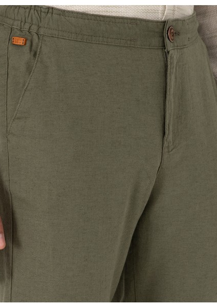 Bağlamalı Bel Normal Paça Yeşil Erkek Chino Pantolon Aller