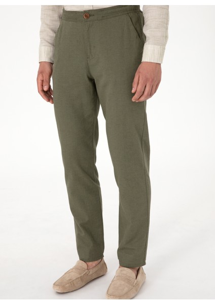 Bağlamalı Bel Normal Paça Yeşil Erkek Chino Pantolon Aller fiyatları