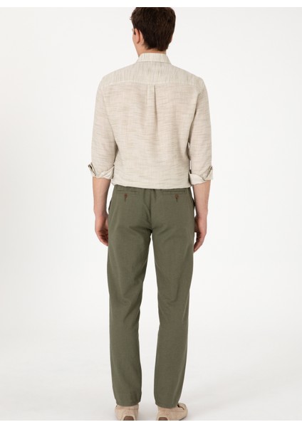 Bağlamalı Bel Normal Paça Yeşil Erkek Chino Pantolon Aller fırsatları