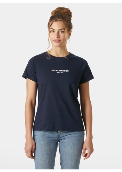 HHA.54591_HELLY Hansen W Core T-Shı Lacivert Bisiklet Yaka Normal Düz Kadın T-Shirt