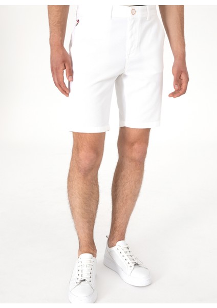 Normal Bel Regular Fit Beyaz Erkek Bermuda Şort Nesta fiyatları