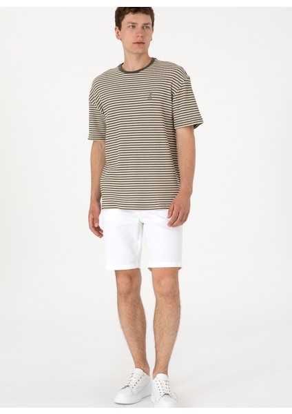 Normal Bel Regular Fit Beyaz Erkek Bermuda Şort Nesta modelleri