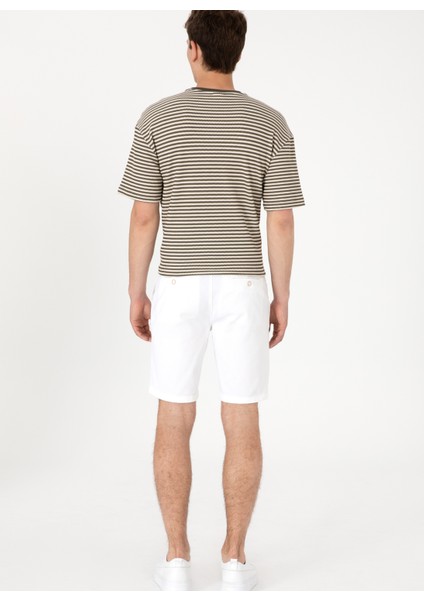 Normal Bel Regular Fit Beyaz Erkek Bermuda Şort Nesta fırsatları
