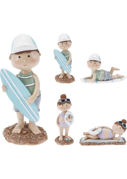 Çok Renkli Biblo Plaj Stili Çocuk Figürü 5X5X12 cm 4