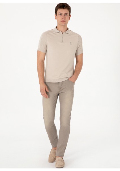 Polo Yaka Slim Fit Gri Erkek Kazak Helın-K fırsatları