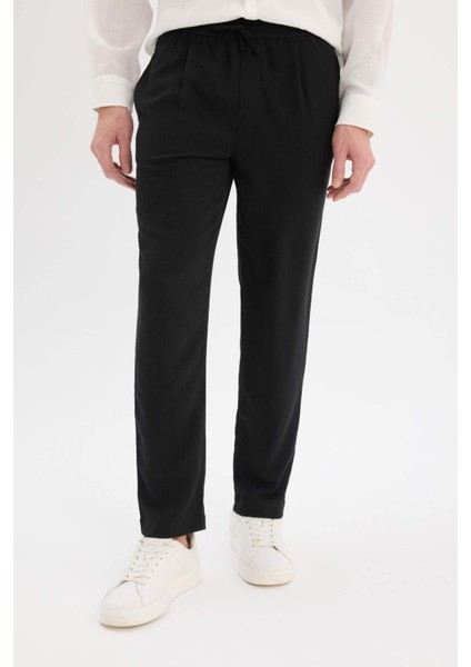 Relax Fit Rahat Kesim Kısa Paça Keten Görünümlü Yazlık Kumaş Pantolon E4790AX25SM