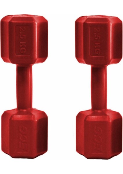 Spor 2.5 kg Kırmızı Dambıl Seti 2.5 kg x 2 Toplam 5 kg Ağırlık Seti