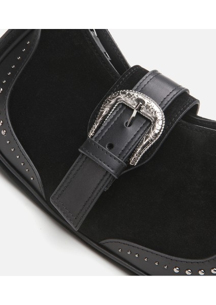 03CAH300890A100 KADIN Süet Deri Siyah Toka Detaylı Omuz Çantası fırsatları