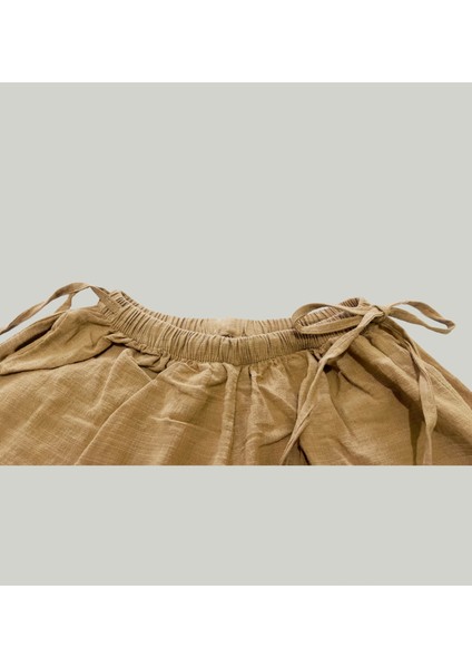 Kadın Yazlık %100 Keten Bol Paça Pantolon – Yandan Bağcıklı, Rahat ve Bol Kesim modelleri