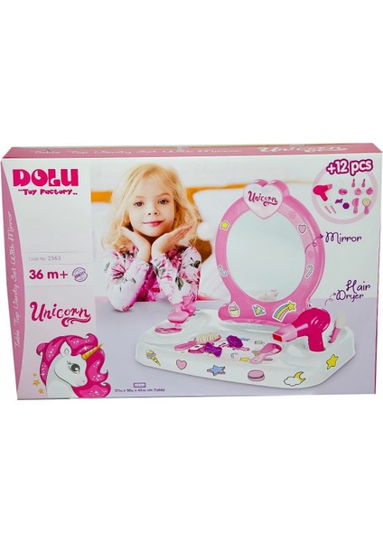 2563 Oyuncak Unicorn Masaüstü Aynalı Makyaj Seti