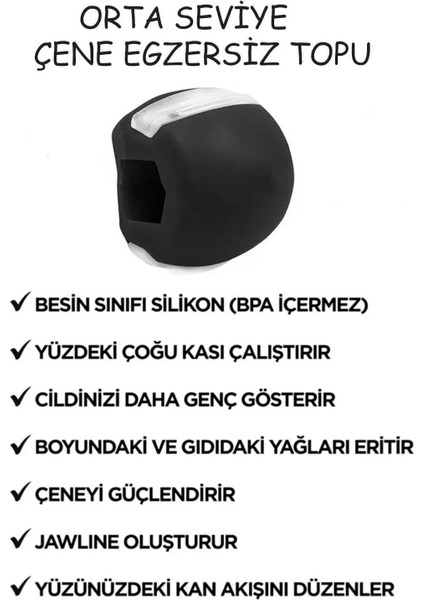 Çene Topu Boyun Kası ve Çene Kası Şekillendirici Yüz Kası Egzersiz Topu Gıdı Giderici Egzersiz Top