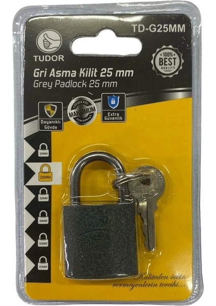 Ennalbur Tudor 25 mm Kısa Gri Asma Kilit