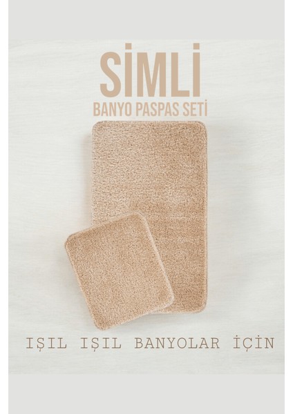 Synergy Doğal Kaymaz Taban 2'li Banyo Paspası 100X60 50X60 cm