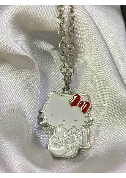 Dükan Design Hello Kitty Beyaz Mineli Kolye