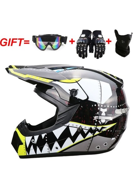 Uni Yetişkin Motosiklet Kaskı Off-Road Kask Seti (Yurt Dışından)