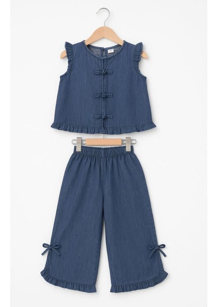 Fiyonk Detaylı Kız Çocuk 2 li takım - Lacivert fırsatları